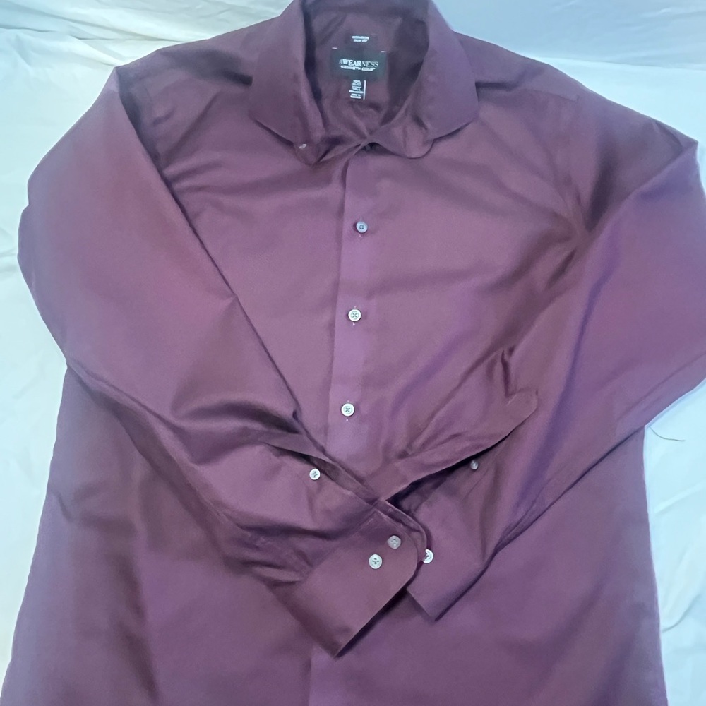 Kenneth Cole Men's Burgundy Dress Shirt